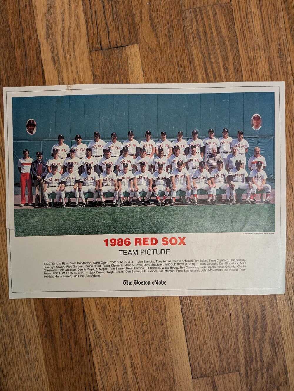 Vintage 1986 MLB Boston Red Sox Boston Globe Team Picture